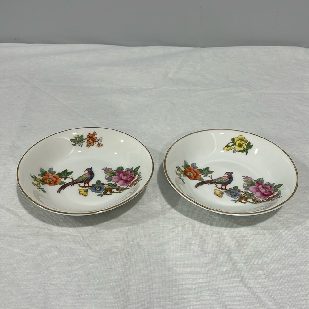 Vintage Epiag Czechoslovakia 2 small serving Plates Royal Peacock Flowers